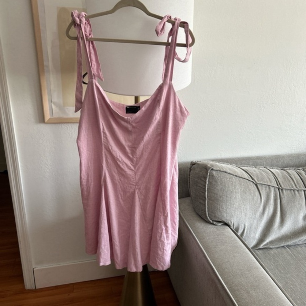 Coastal Linen Babydoll Pink Mini Dress  Size 16 Flare Beach Summer
